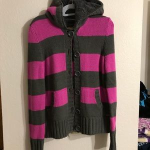 Pink and grey hooded sweater